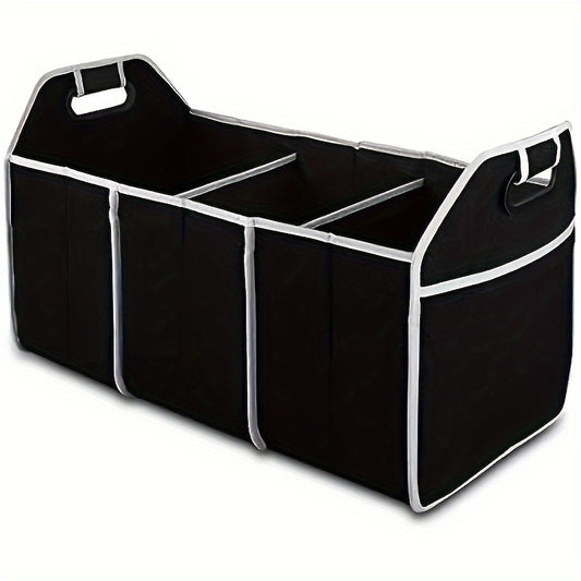 1pc Car Storage Box Trunk Organizer Portable Container 3 Compartments
