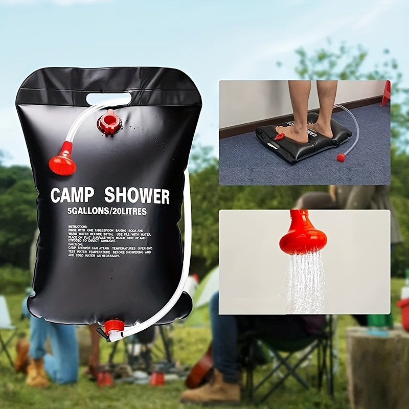 20L Camping Shower Bag with Solar Heater 5 Gallon Capacity