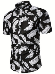 Men's Plant Pattern Short Sleeve T-shirt For Summer