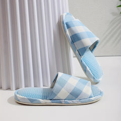 Checkered Open Toe House Slippers Anti-Skid Slip-ons for Men