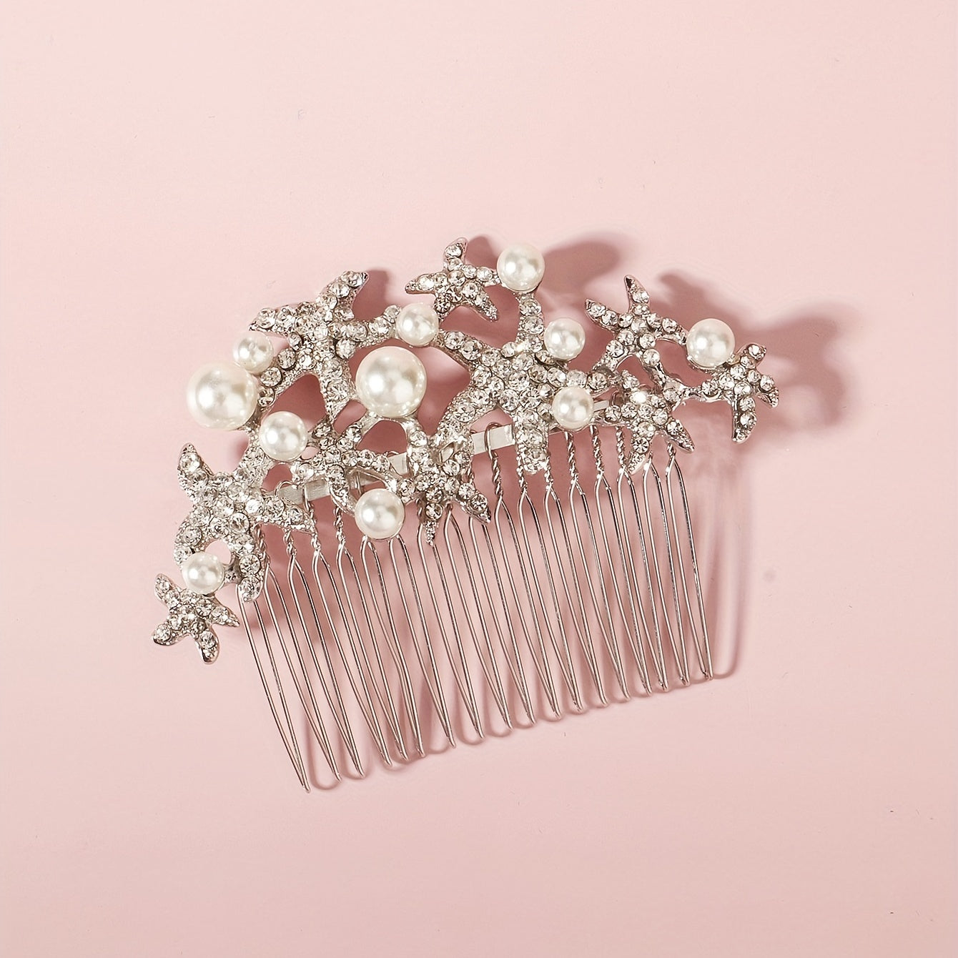 Bridal Rhinestone Hair Comb Faux Pearl Ornament Wedding Accessories