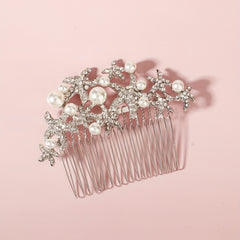 Bridal Rhinestone Hair Comb Faux Pearl Ornament Wedding Accessories
