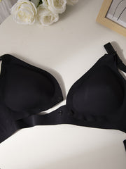 Front Buckle Wireless Push-Up Bra, Comfy & Breathable Women's Lingerie