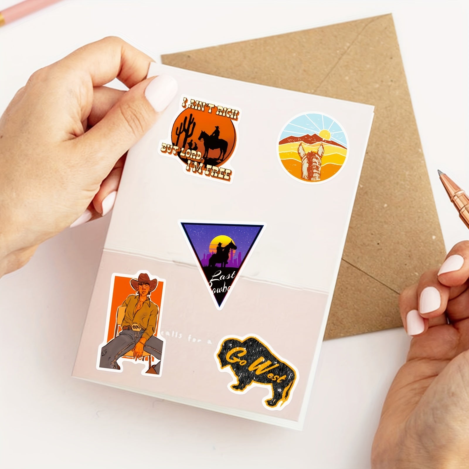 50pcs Western Cowboy Stickers For Luggage Phone Case Boys Girls Reward Stickers