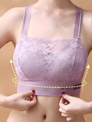 2pcs Lace Wireless Bra Breathable Scallop Trim Lingerie