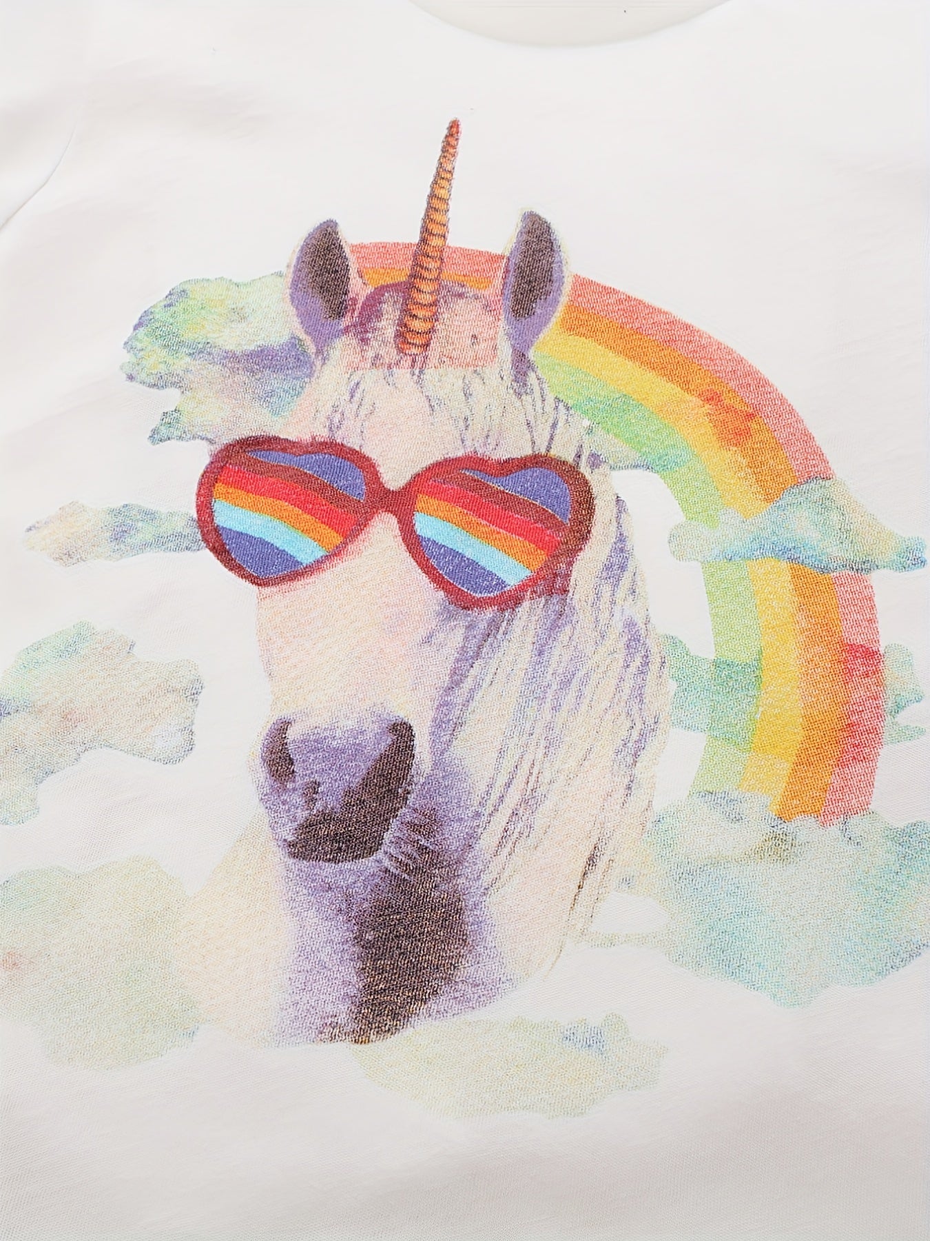 Girls Pony Print Short Sleeve T Shirt Crew Neck Summer Top For Kids
