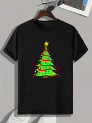 Christmas Tree Print Men's Graphic Tee Casual T-shirt