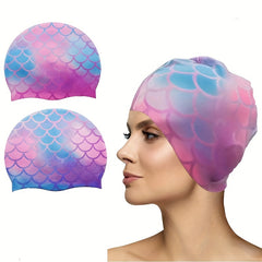 Unisex Mermaid Swim Cap Silicone Waterproof Shower Cap