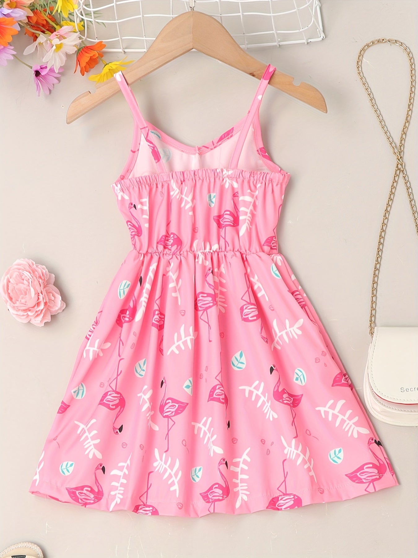 Girls Cartoon Animal Print Sundress V-Neck Party Dress