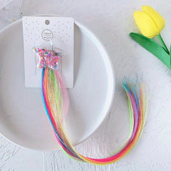 Rainbow Braided Wig Hair Clip for Kids with Colorful Accessories