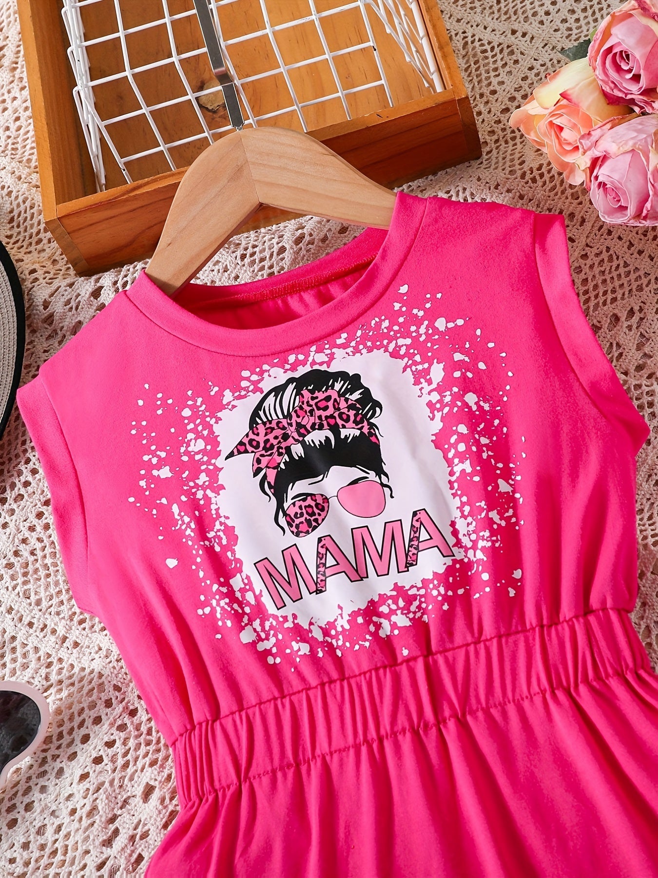 Toddler Girls Sleeveless Leopard Bow Figure Graphic Casual Dress Kids Summer Clo