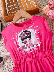 Toddler Girls Sleeveless Leopard Bow Figure Graphic Casual Dress Kids Summer Clo