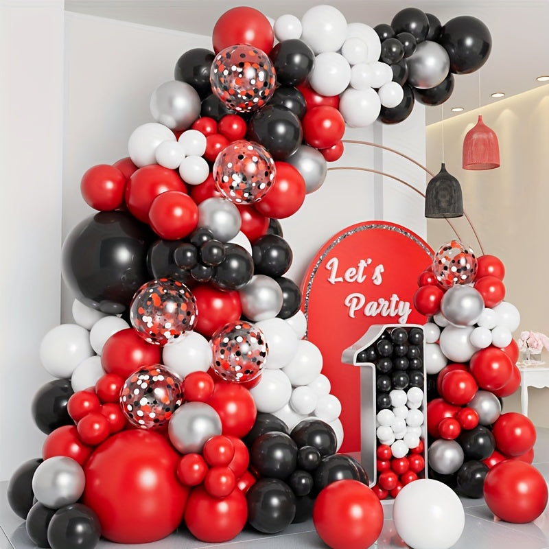 138pcs Red Silvery Balloon Garland Arch Set Wedding Decoration