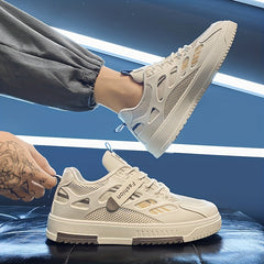 Men's Lace-up Mesh Athletic Sneakers Comfy Breathable Shoes