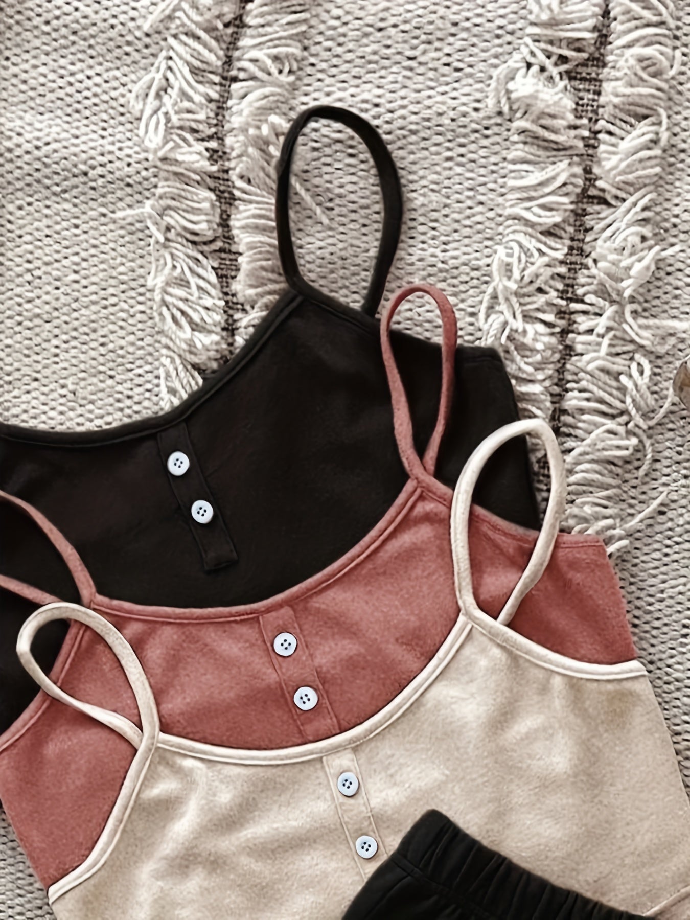 3-Piece Pajama Set: Cami Top & Lace Up Shorts
