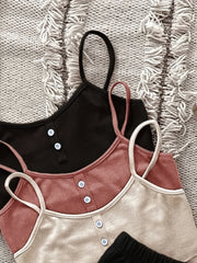 3-Piece Pajama Set: Cami Top & Lace Up Shorts