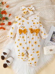 Infant Girls Cotton Romper Newborn Floral Long Bodysuit