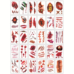 30 Sheets Realistic Wound Injury Tattoo Stickers for Halloween Costume