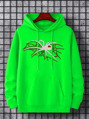 Men's Spider Web Print Hooded Sweatshirt Long Sleeve Drawstrings Hoodies