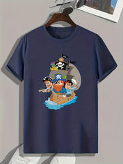 Cartoon Print Men's Graphic T-shirt Casual Comfy Tees For Summer