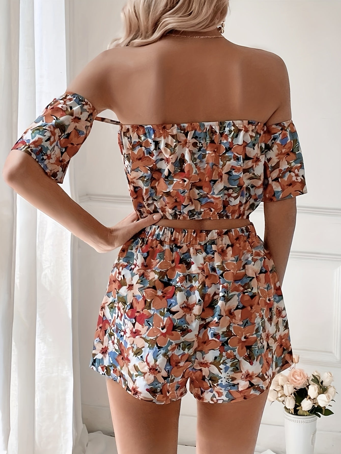 Boho Floral Print Vacation Two piece Set
