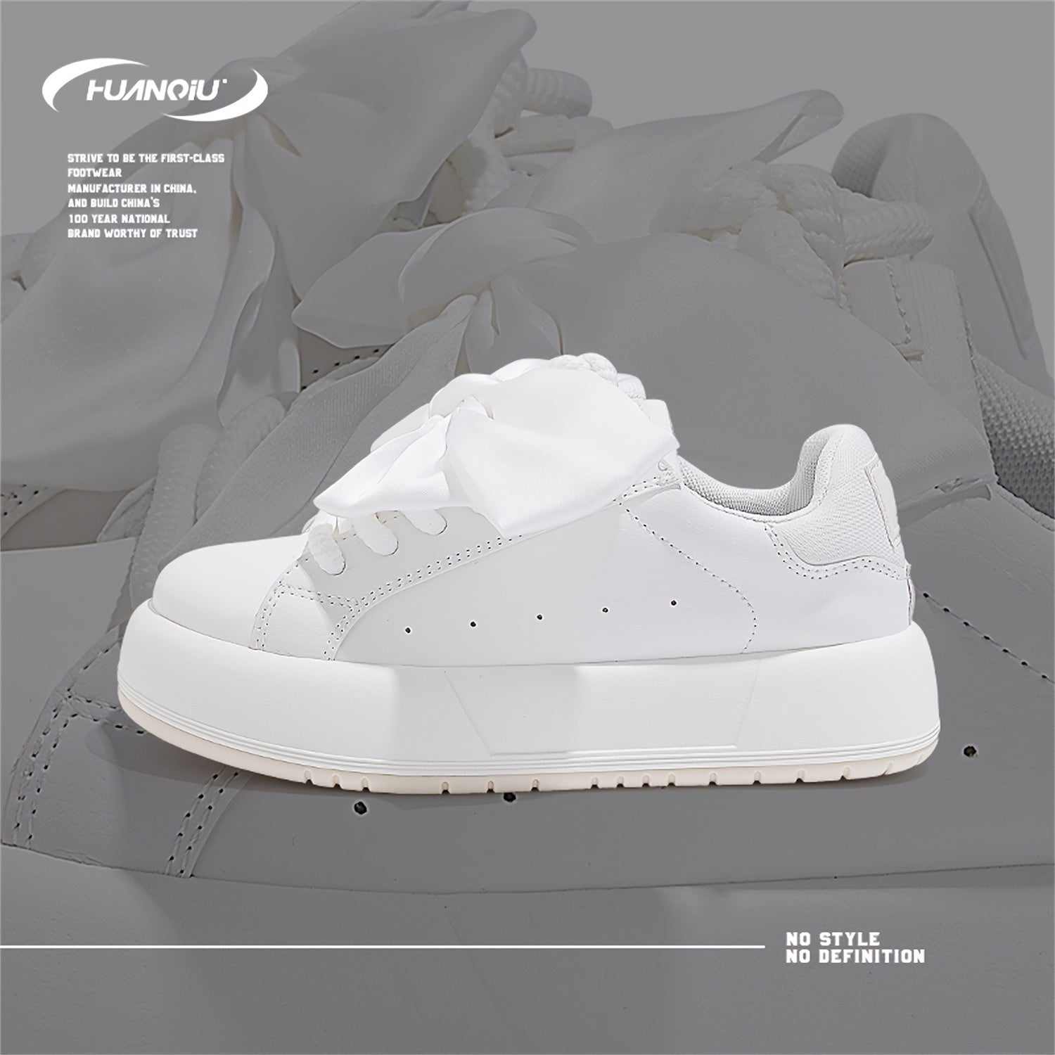 Women's Skate Shoes Bow Decor Lightweight Platform Sneakers