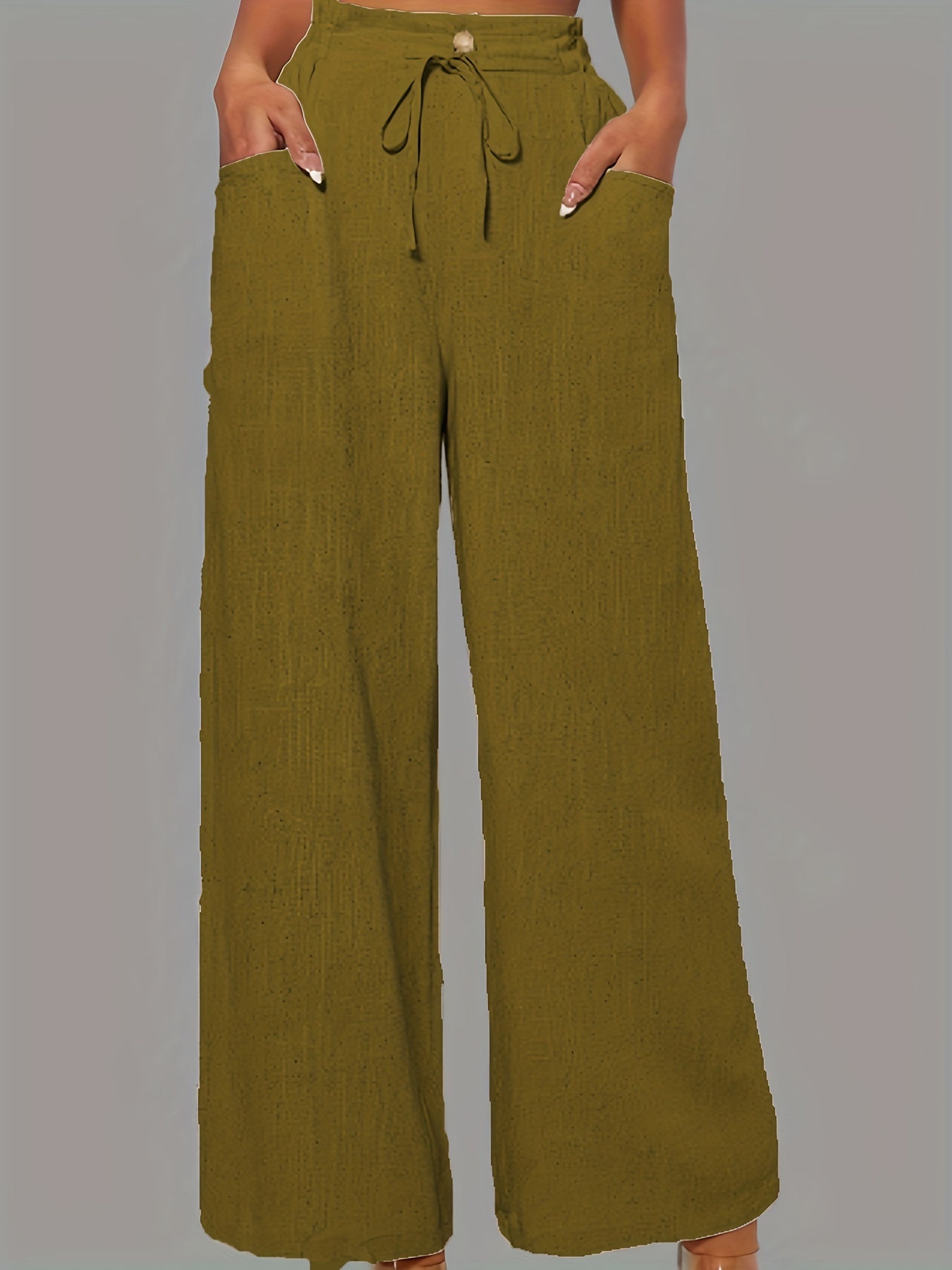 Minimalist Drawstring Wide Leg Pants with Pockets