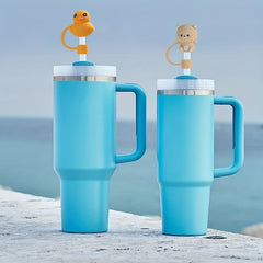 6pcs Cartoon Straw Protective Cover Reusable Silicone Dustproof Straw Lid