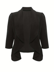 Solid Shawl Collar Blazer Open Front Work Office Outerwear