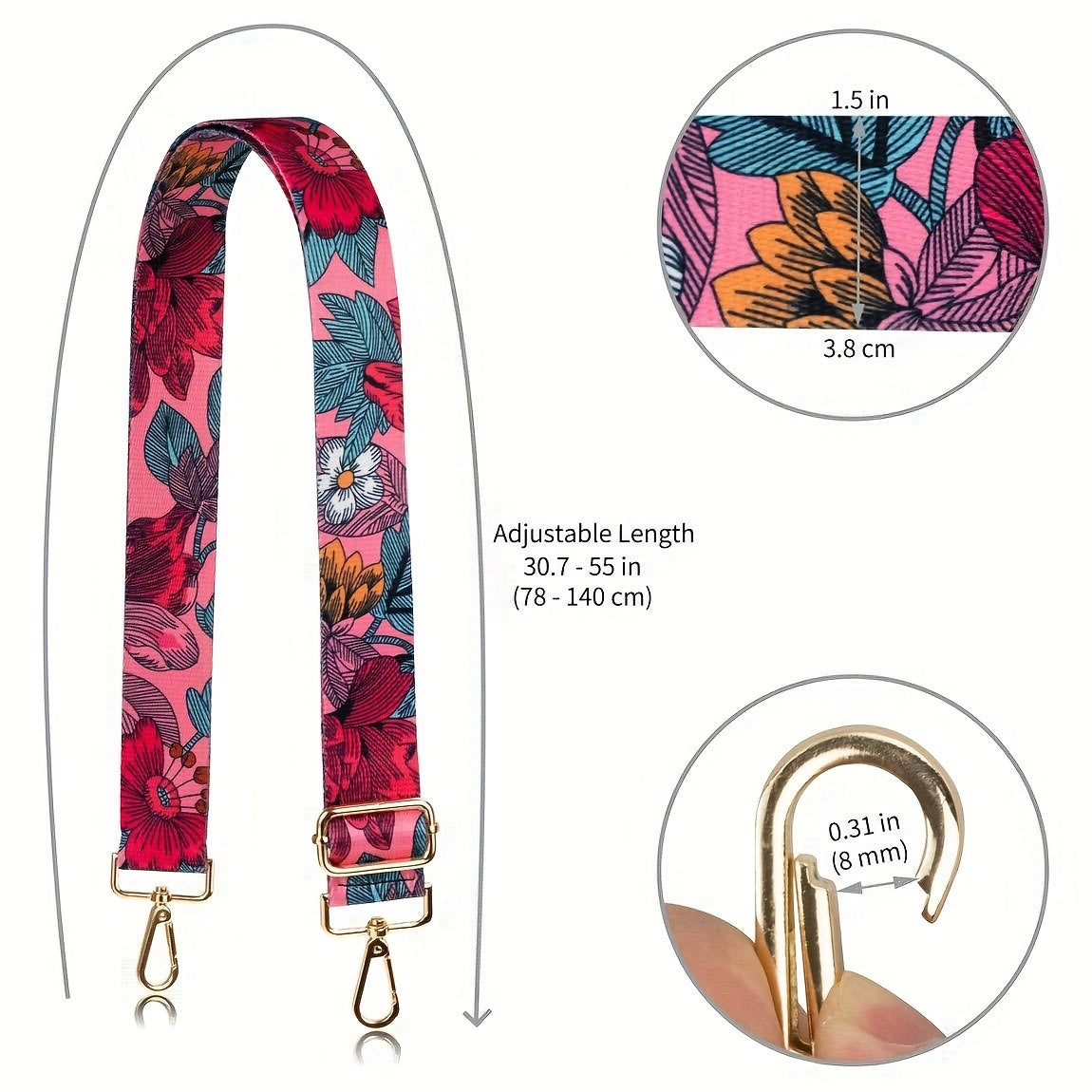 Floral Pattern Shoulder Strap - Wide Bag Strap Replacement