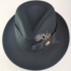 Tweed Jazz Hat Warm Bow Fedora