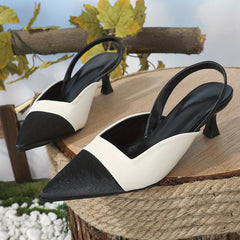 Cap Toe Kitten Heel Slingback Sandals