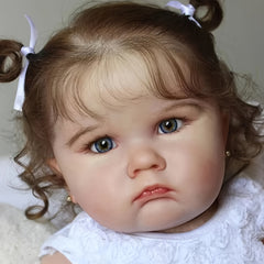 NPK 60 Reborn Baby Doll Realistic Soft Cloth Body Hand Painted Hair Lace Outfit