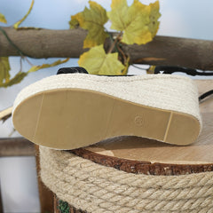 Women's Strappy Wedge Espadrille Sandals Lace Up Heeled Sandals