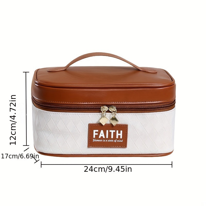 Plaid Pattern Square Makeup Bag Zipper Cosmetic Organizer