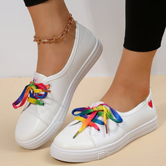 Women's Heart Pattern Canvas Lace-Up Outdoor Sneakers
