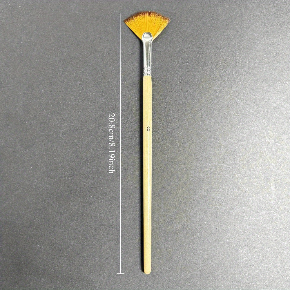 Wood Handle Art Painting Brush Dual Ended Flat & Angled Tips Watercolor Goua