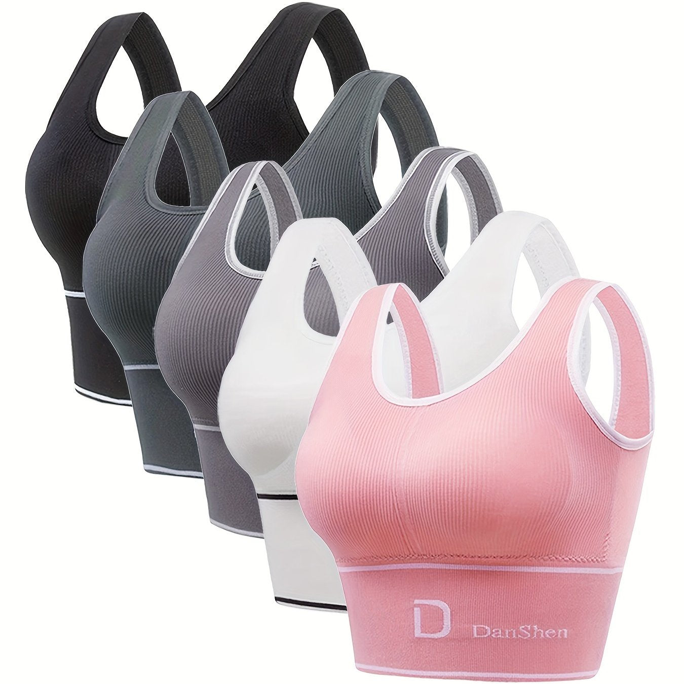 5 Pack Plus Size Sports Bra Women's Plus High Stretch Push Up Bra