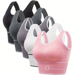 5 Pack Plus Size Sports Bra Women's Plus High Stretch Push Up Bra