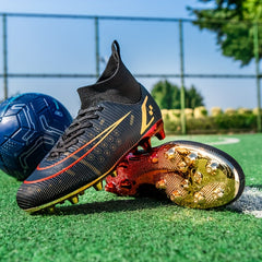 Boy's High Top AG Football Cleat Non Slip Outdoor Soccer Shoes