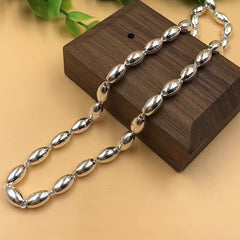 Stainless Steel Rice Bead Chain Necklace