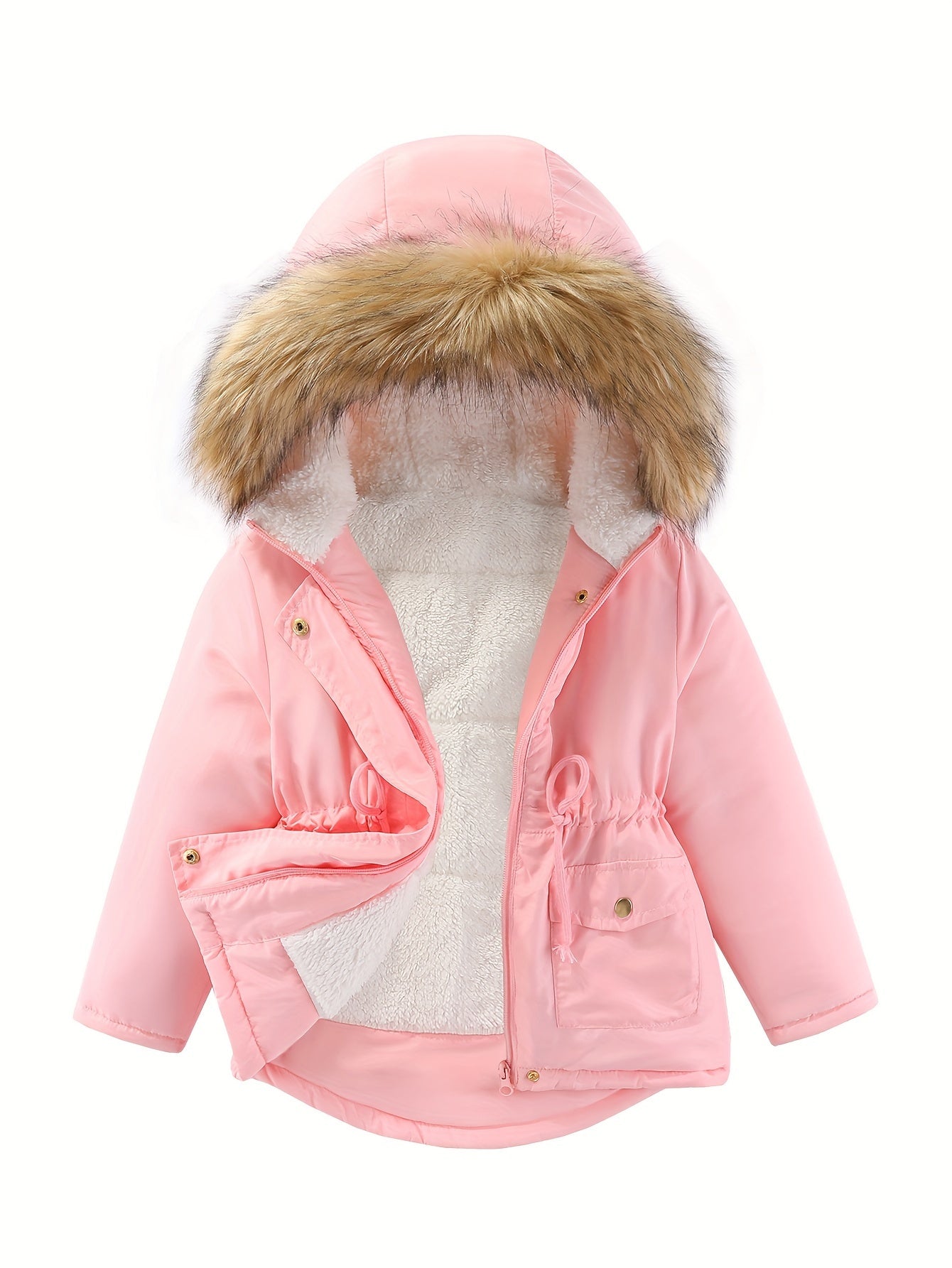 Girls Fleece Lined Hooded Coat Jacket for Fall Winter