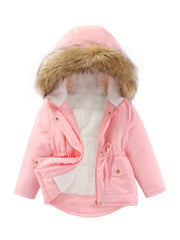 Girls Fleece Lined Hooded Coat Jacket for Fall Winter