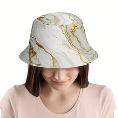 Marble Print Bucket Hat Summer Sun Cap Wide Brim Hat