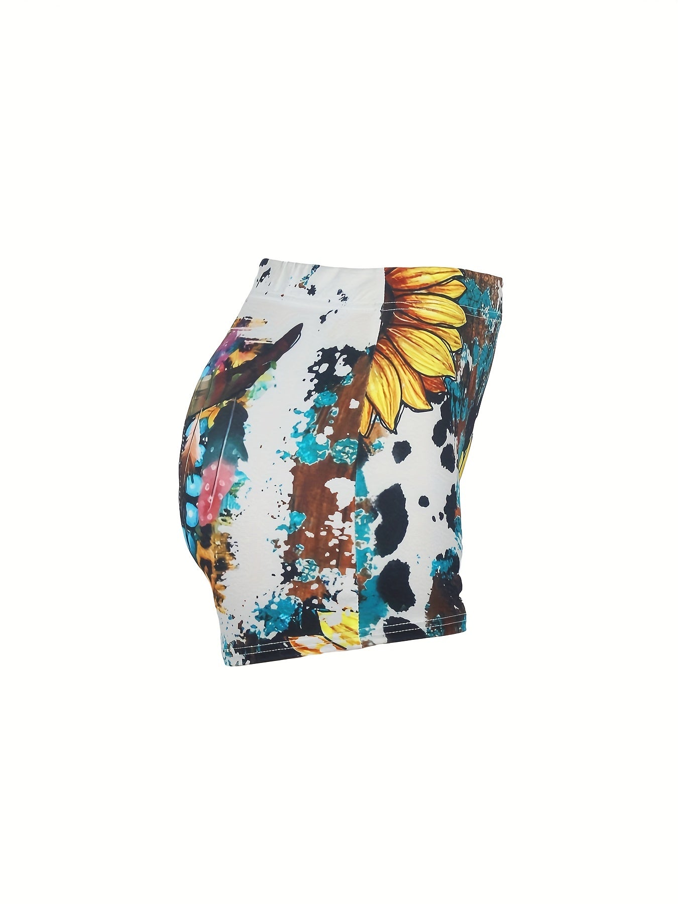 Cow Skull Print Skinny Shorts for Women