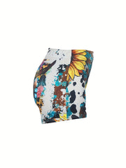 Cow Skull Print Skinny Shorts for Women