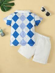 Plaid Polo Shirt & Shorts Set Boy Summer Clothes Kids Clothing