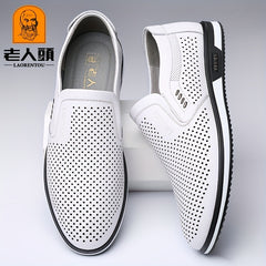 LAORENTOU Men's Slip On Leather Formal Shoes Business Non Slip Shoes