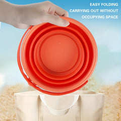 Kids Beach Toy Set Bucket Shovel Rake, Collapsible, Easy Carry, Sea Bucket Toys
