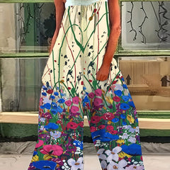 Floral Print Wide Leg Tank Jumpsuit